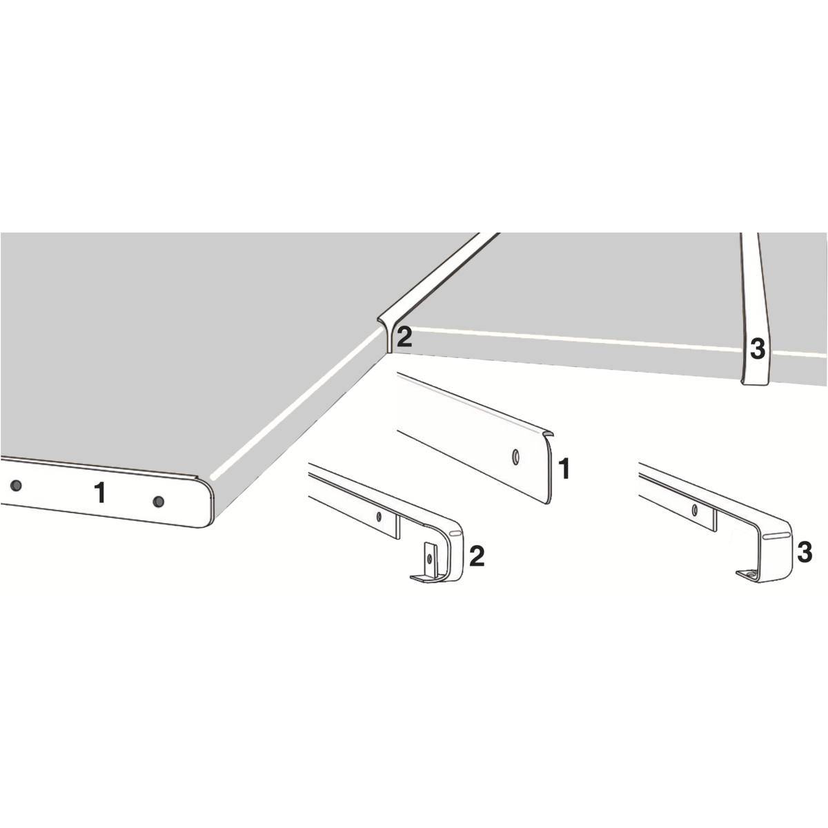 Nordlinger - Profilé aluminium bord droite bord à bord 2/4R 38mm R0/2mm x 670mm - NORDLINGER - 680152 - Image 2