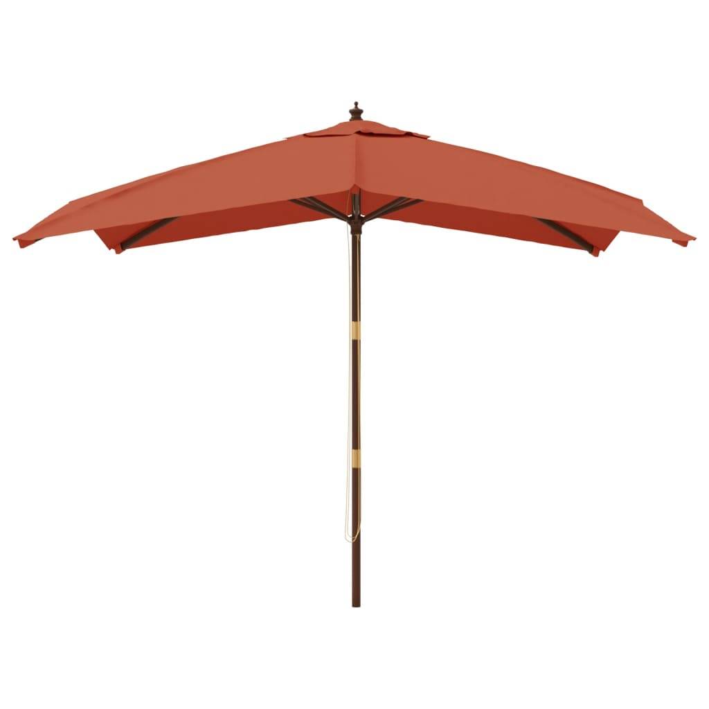 Helloshop26 - Parasol de jardin avec mât en bois 300 x 300 x 273 cm orange - Image 1