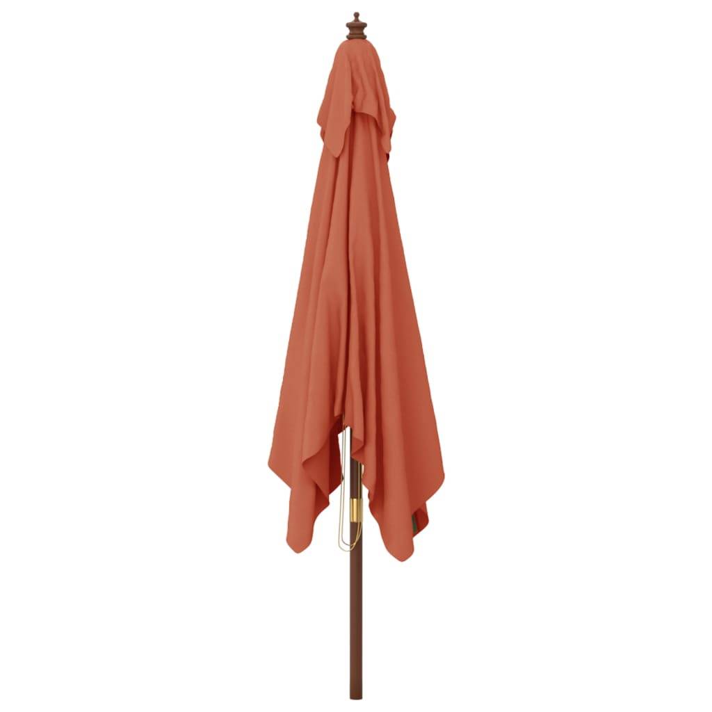 Helloshop26 - Parasol de jardin avec mât en bois 300 x 300 x 273 cm orange - Image 3
