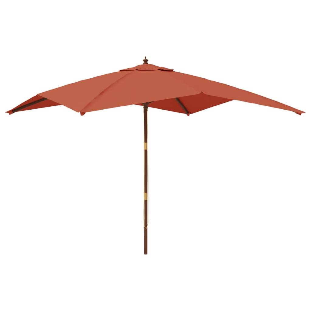 Helloshop26 - Parasol de jardin avec mât en bois 300 x 300 x 273 cm orange - Image 2
