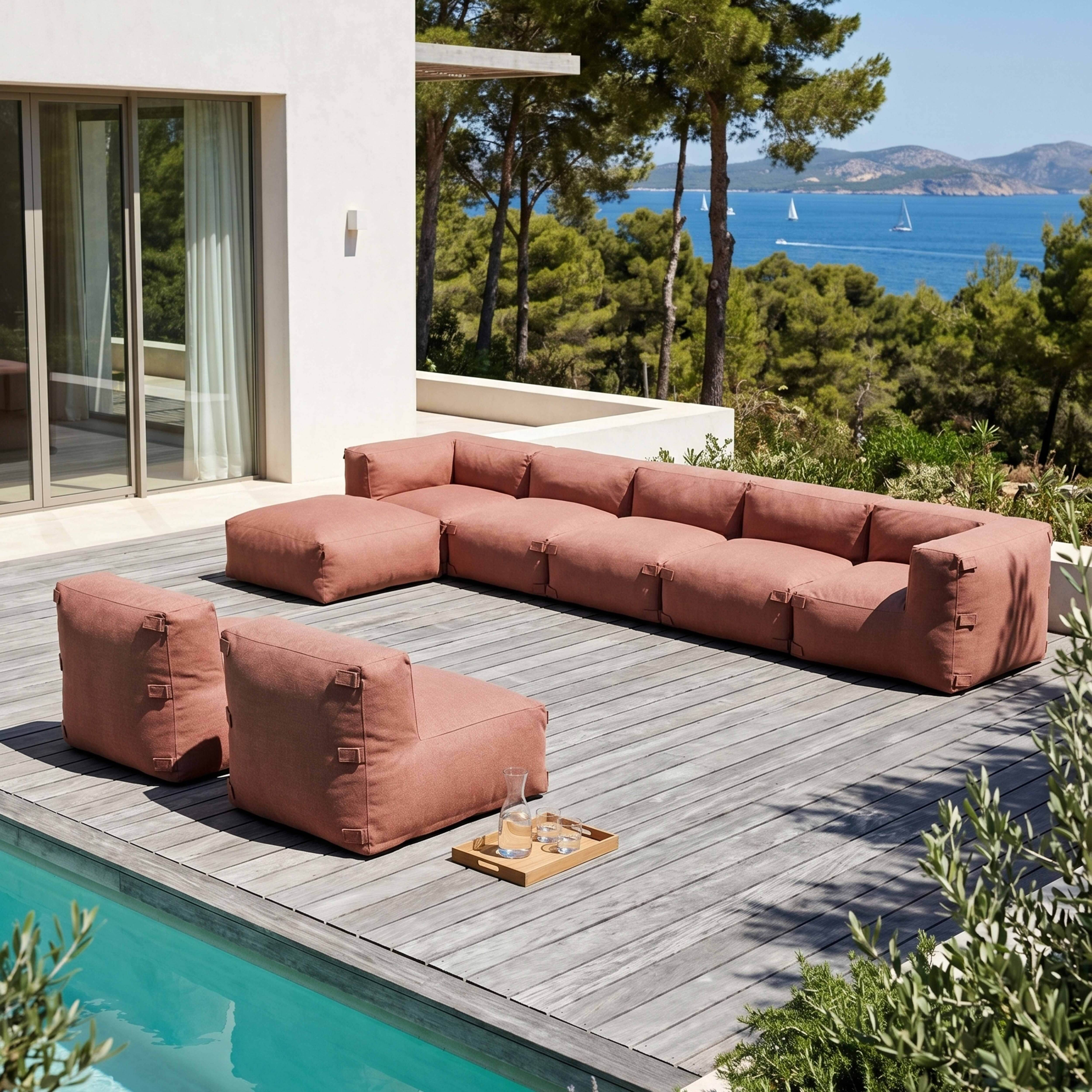 Oviala - Canapé d'angle de jardin modulable 8 places terracotta Mixi - Oviala - Image 1