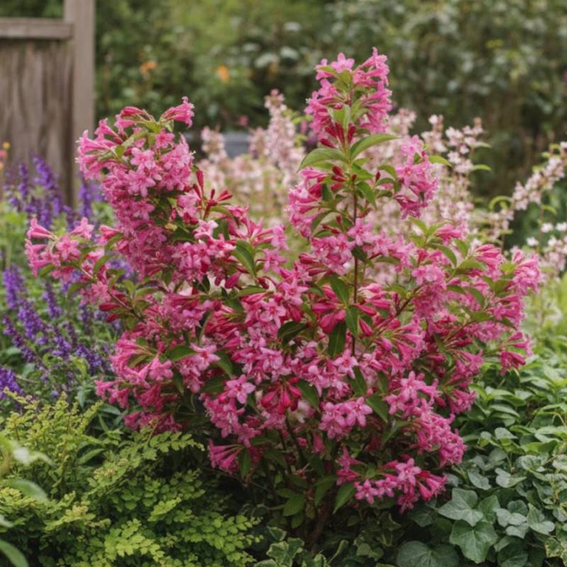 Weigela Stelzneri, Weigelia à fleurs Rose - feuillage Caduc - Pot de 4L - 40/60 cm-  hauteur à maturité De 1,00 m à 1,50 m - Image 5