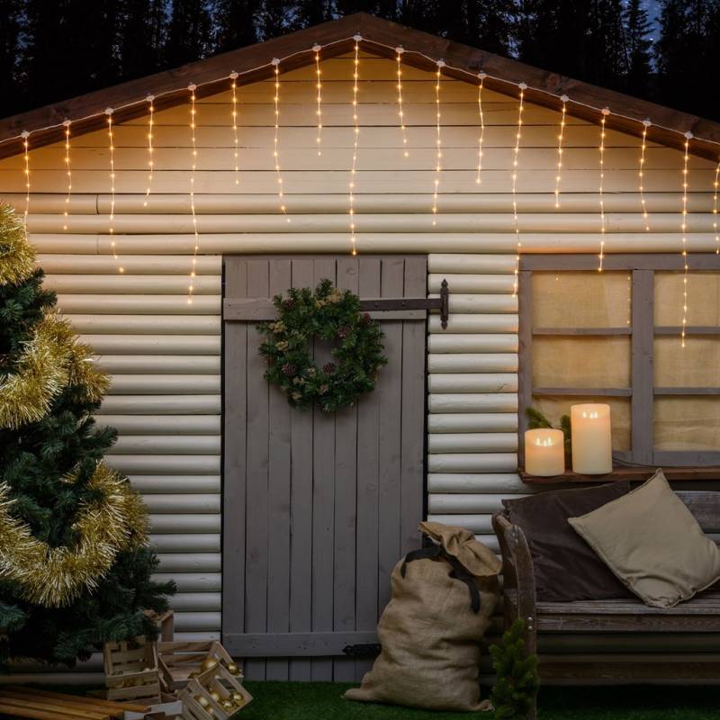 Lotti - Guirlande stalactites chute de neige 3m H80cm 220 LED gouttes ambré câble transparent Lotti - Image 6