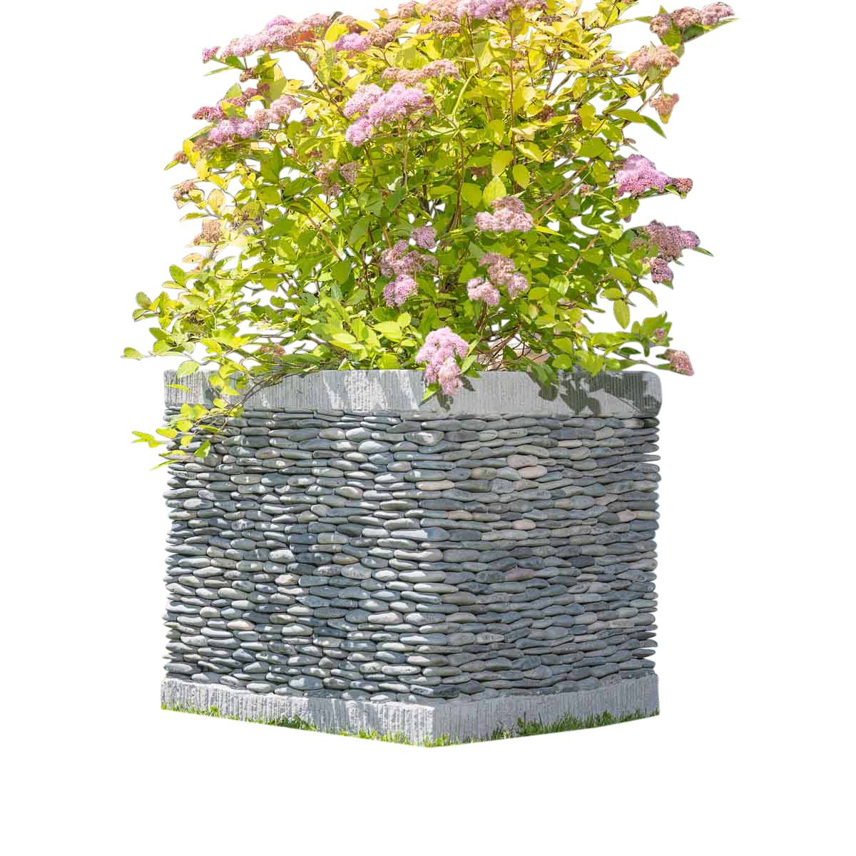 Wanda COLLECTION - Pot bac jardinière carré cube galet 50cm jardin zen terasse - Image 1