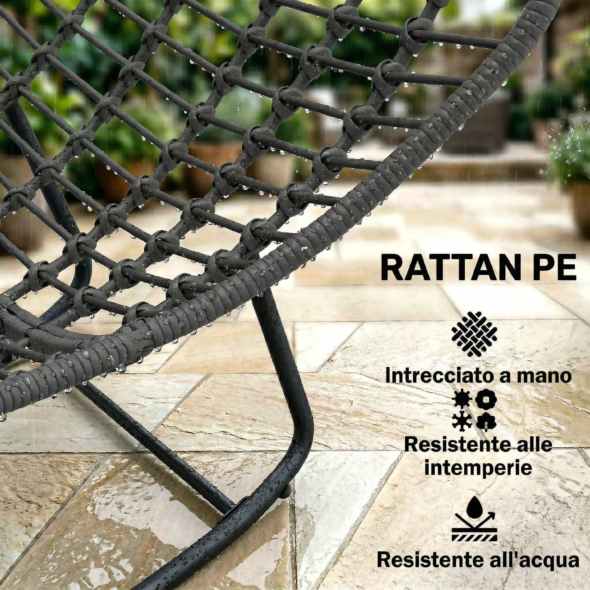 ComfortXL - Fauteuil à bascule Résine tressée Jardin Chaise relax avec coussin 110x87x70cm Gris foncé - ComfortXL Outdoor Living - Image 7