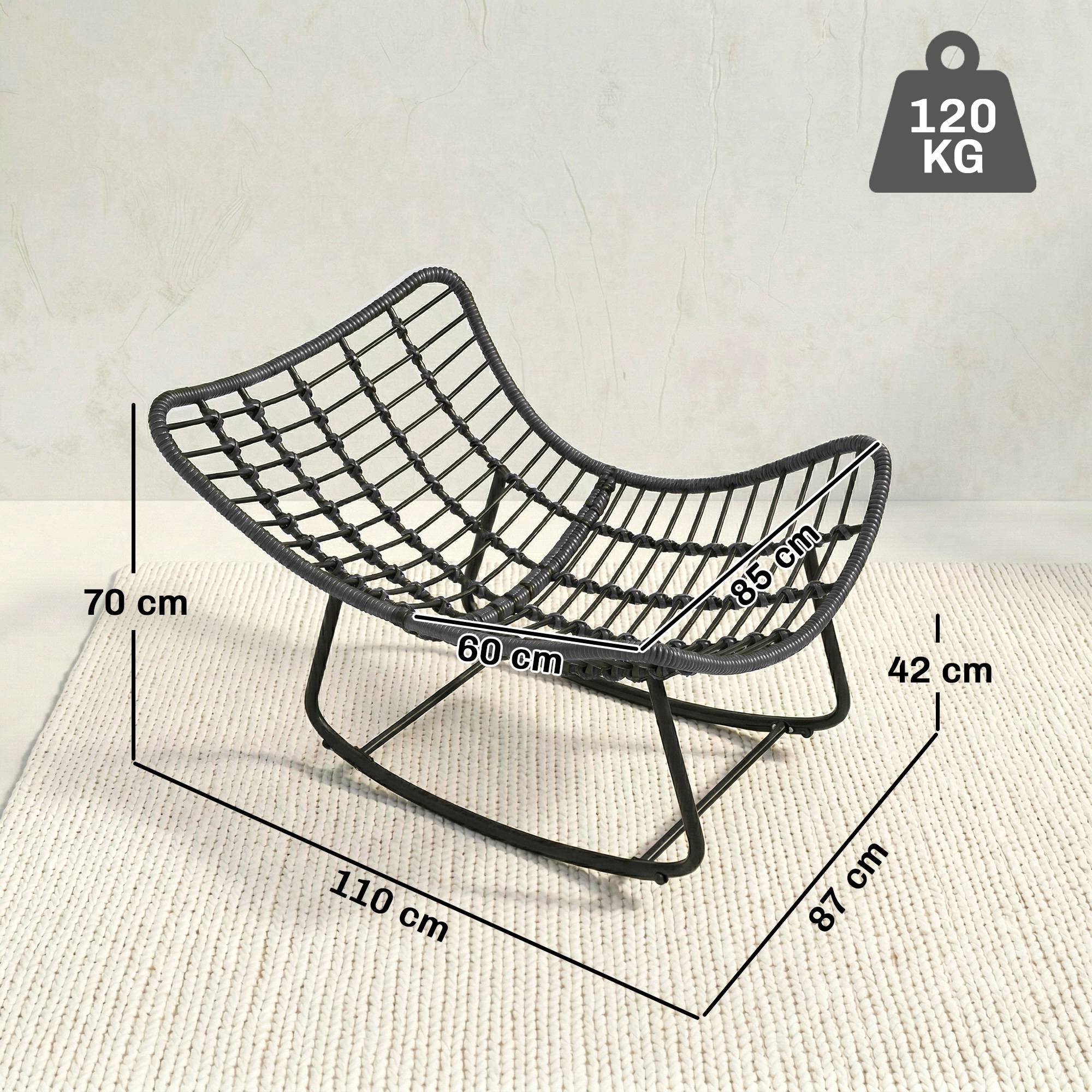 ComfortXL - Fauteuil à bascule Résine tressée Jardin Chaise relax avec coussin 110x87x70cm Gris foncé - ComfortXL Outdoor Living - Image 5