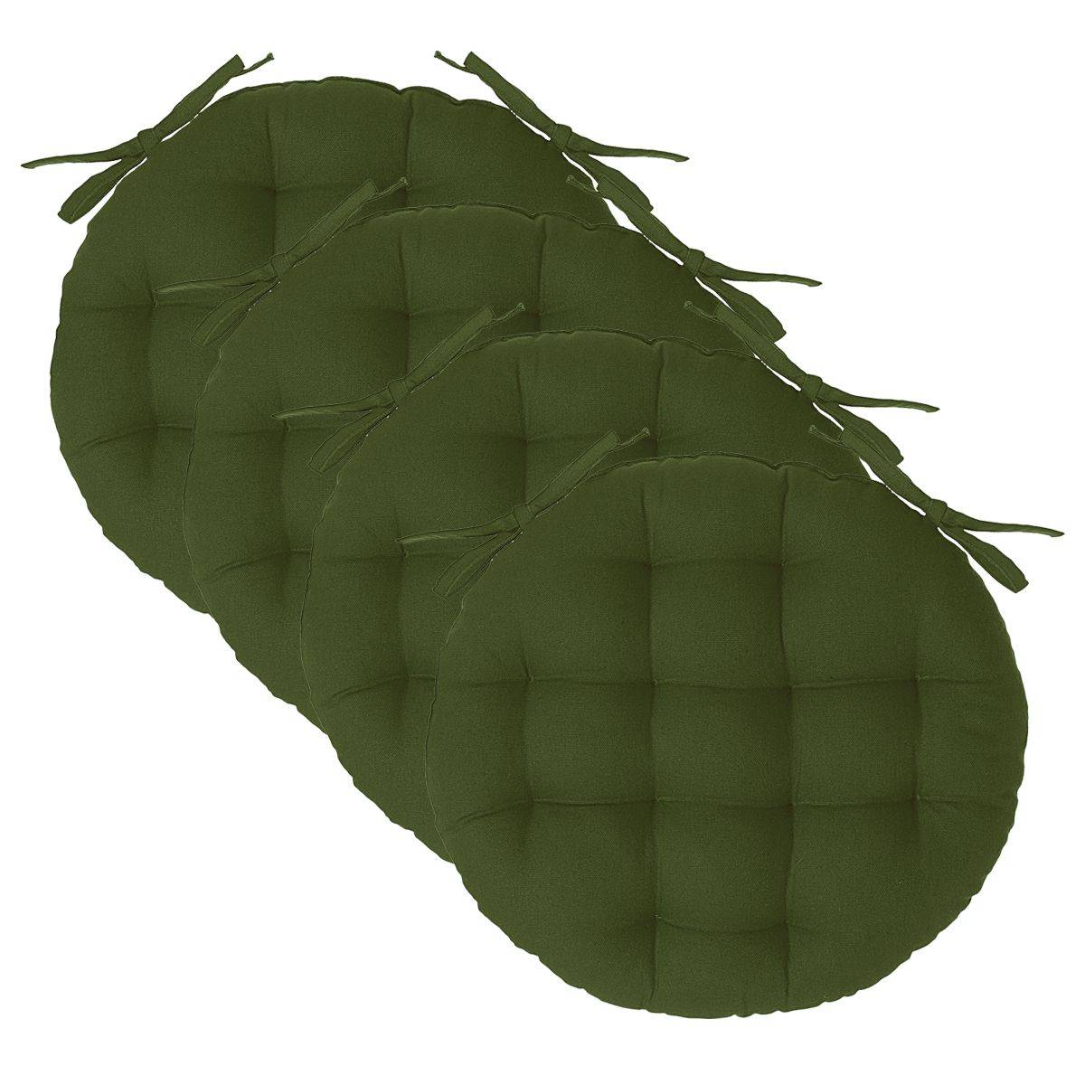 Atmosphera - Lot de 4 Galettes de chaise en Coton Vert kaki D 38 cm - Image 1