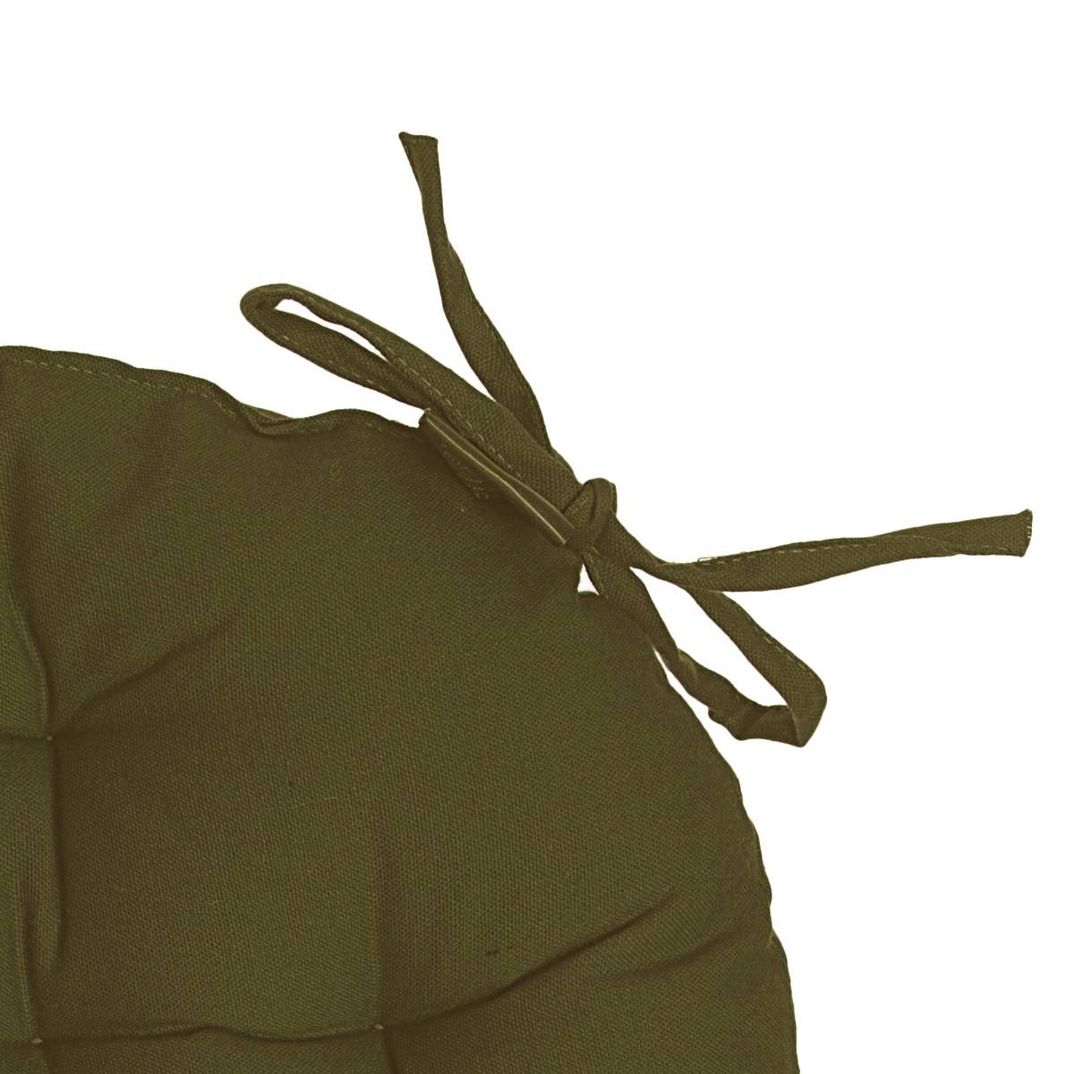 Atmosphera - Lot de 4 Galettes de chaise en Coton Vert kaki D 38 cm - Image 2