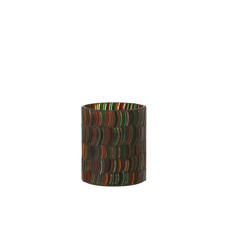 Photophore courbe en verre multicolore 10x10x12.5 cm - J-Line