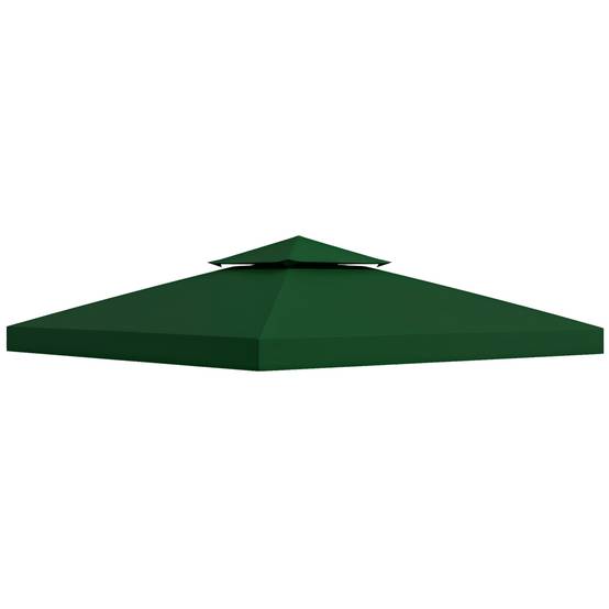 Toile de Rechange 3x3 m pour Tonnelle Double Toit en Polyester Imperméable Anti-UV Vert - ComfortXL Outdoor Living - Image 1