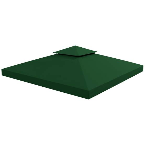 Toile de Rechange 3x3 m pour Tonnelle Double Toit en Polyester Imperméable Anti-UV Vert - ComfortXL Outdoor Living - Image 2