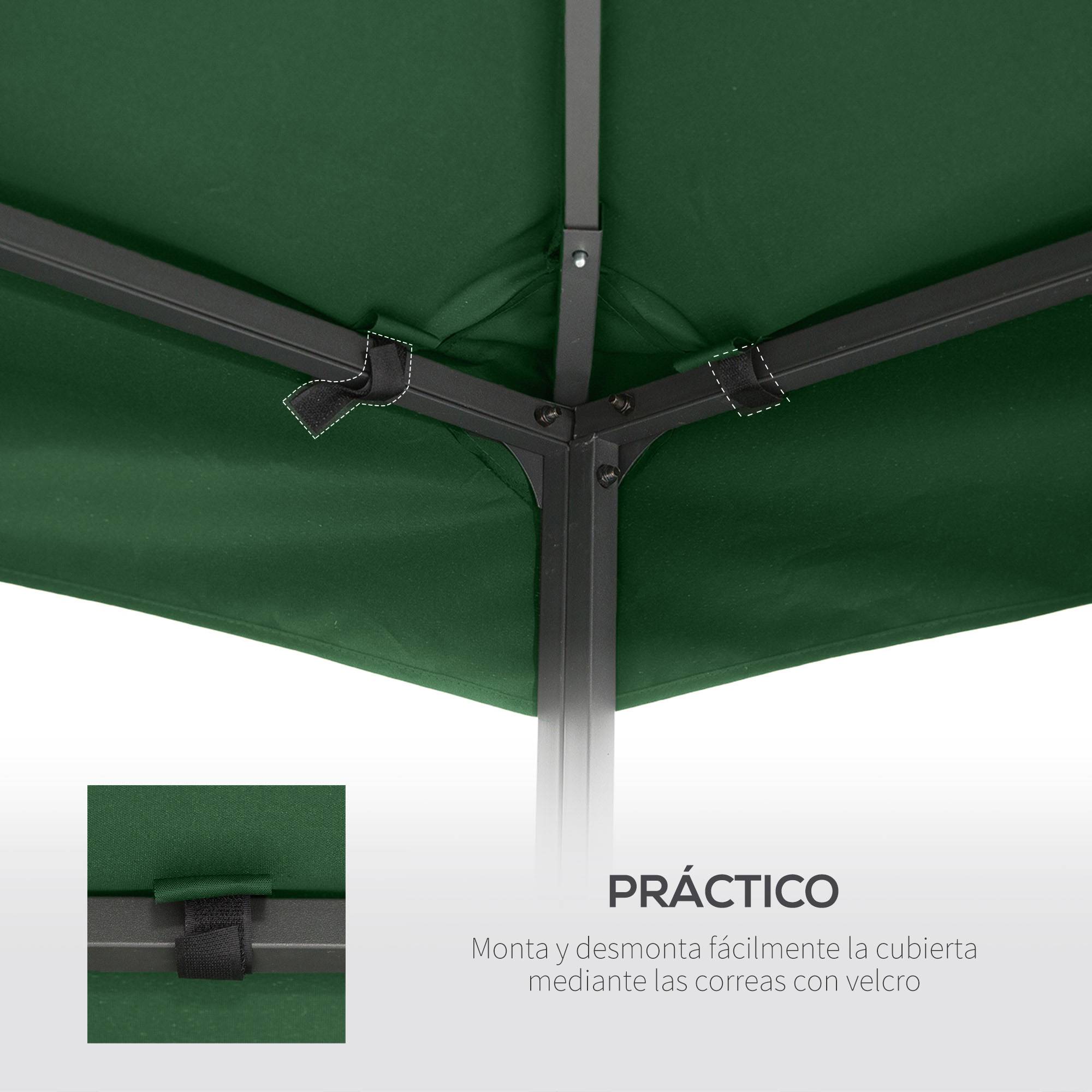 Toile de Rechange 3x3 m pour Tonnelle Double Toit en Polyester Imperméable Anti-UV Vert - ComfortXL Outdoor Living - Image 6