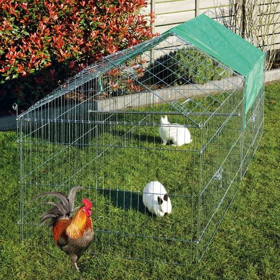 Parc Enclos lapin Extérieur grillage en métal Haute Qualité pour lapins 1,80 x 0,74 x 0,75 m « 455 S Maison été» - Image 1