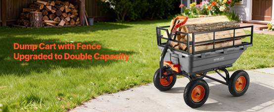 Chariot basculant de jardin VEVOR 1500 lb, 15 pi³, en polyéthylène avec poignée 2 en 1 - Image 9