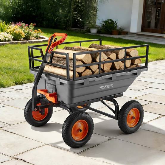 Chariot basculant de jardin VEVOR 1500 lb, 15 pi³, en polyéthylène avec poignée 2 en 1 - Image 8