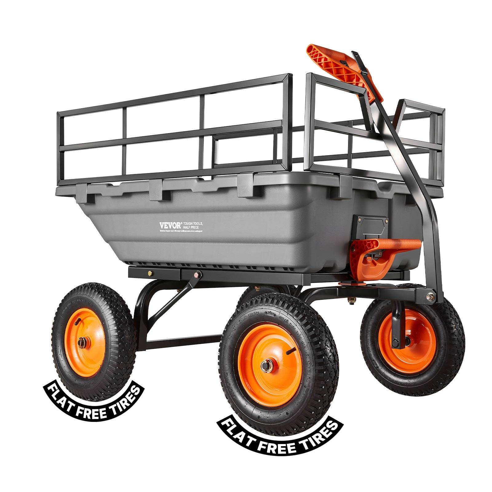 Chariot basculant de jardin VEVOR 1500 lb, 15 pi³, en polyéthylène avec poignée 2 en 1 - Image 1