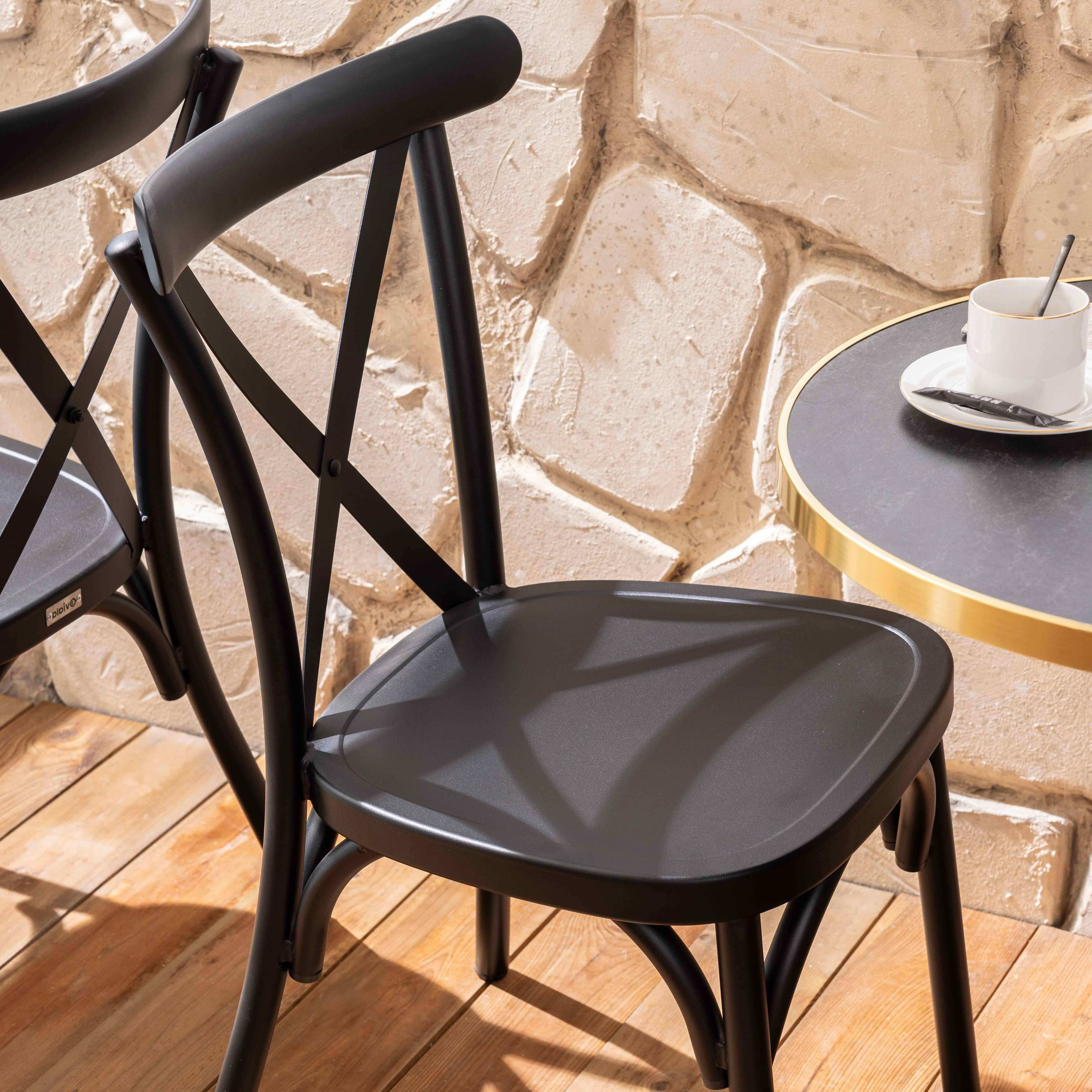 Oviala - Chaise de terrasse noire en aluminium effet bois Sintra - Oviala - Image 4