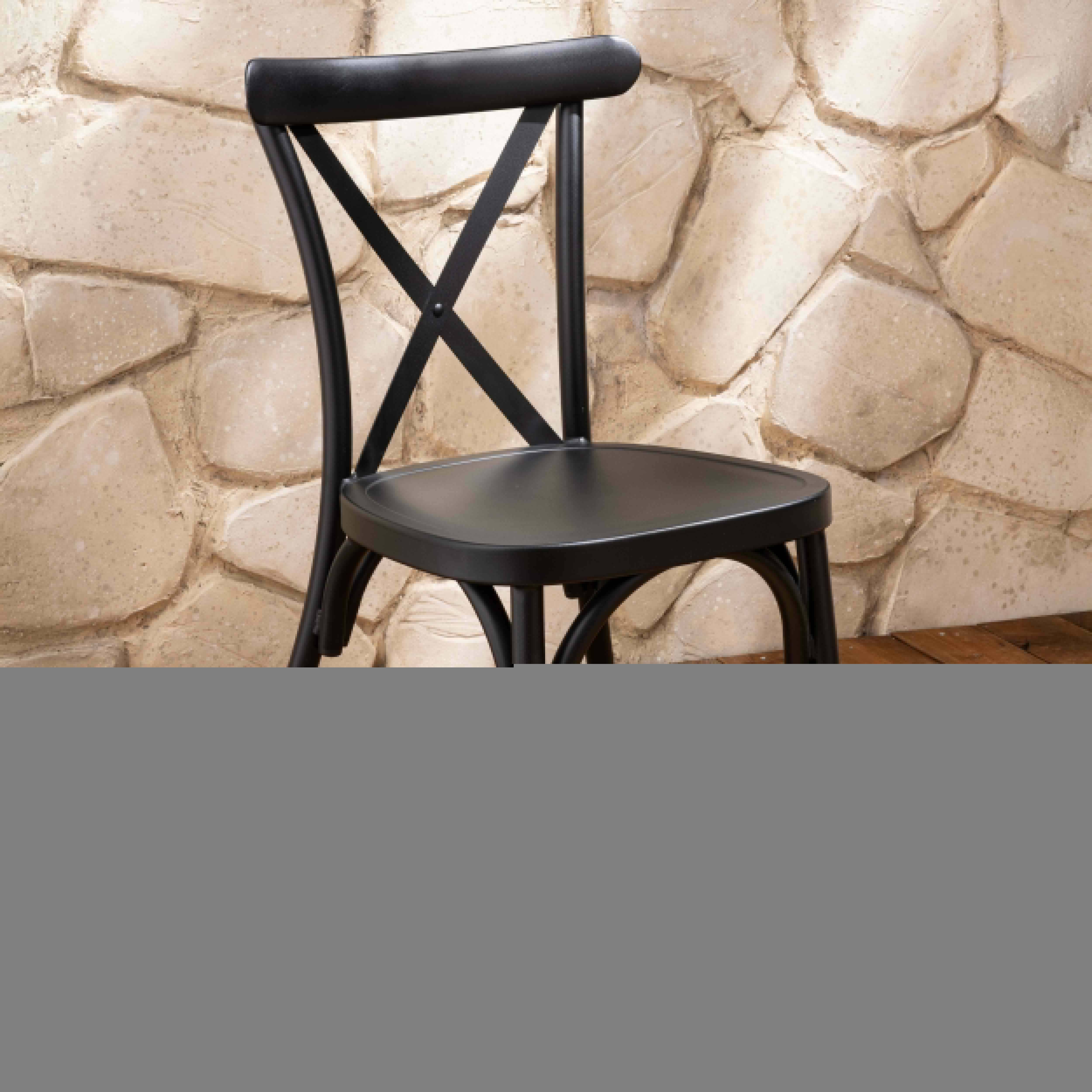 Oviala - Chaise de terrasse noire en aluminium effet bois Sintra - Oviala - Image 2