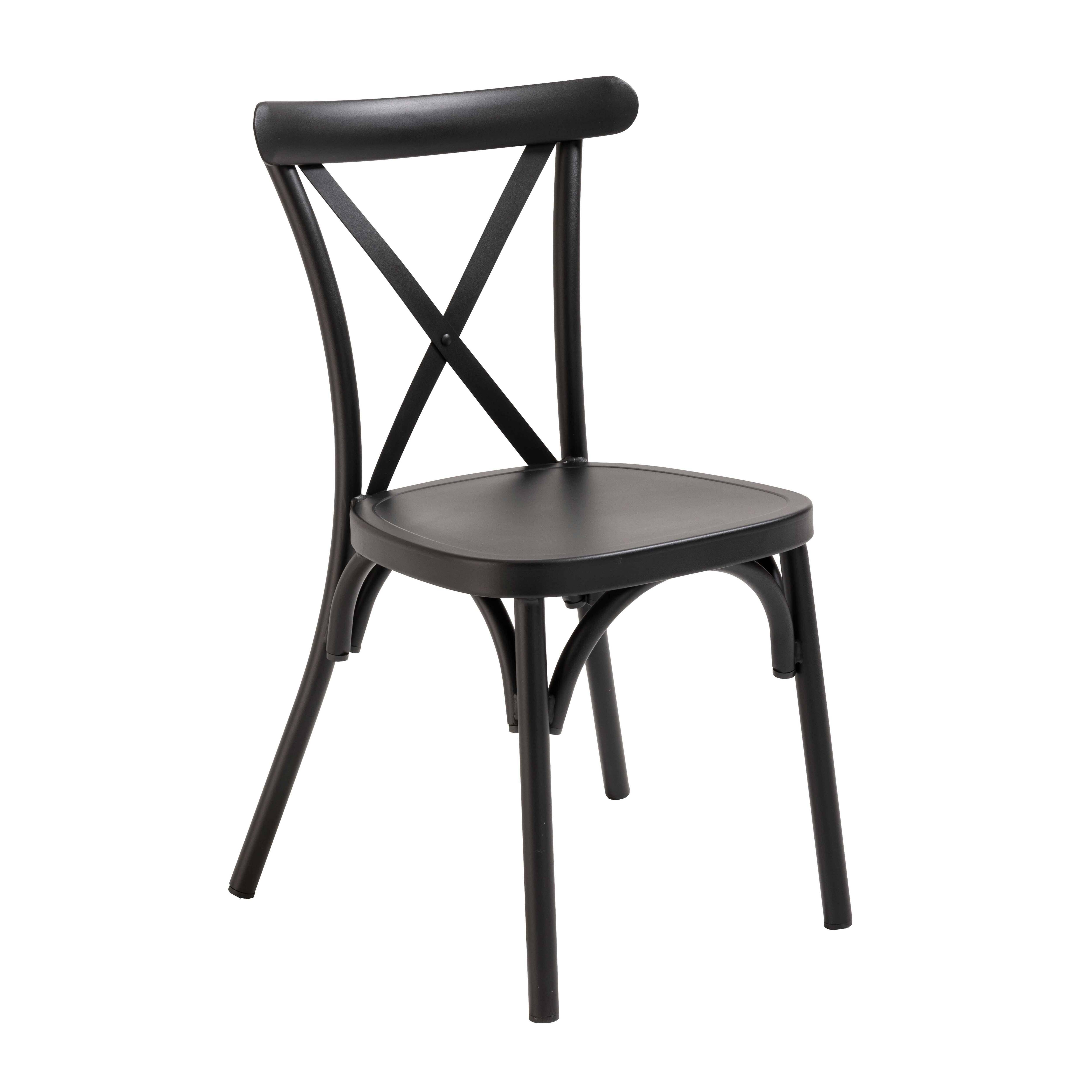 Oviala - Chaise de terrasse noire en aluminium effet bois Sintra - Oviala - Image 1