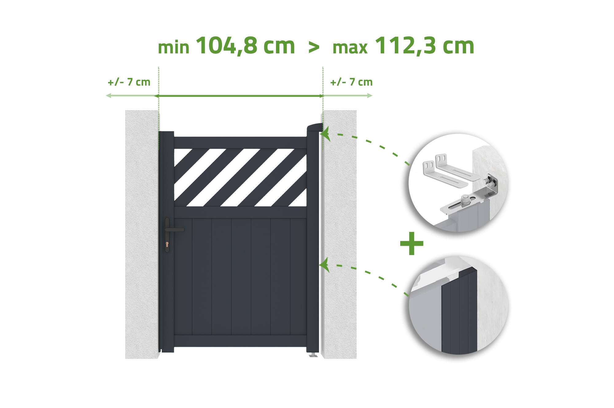 CASANOOV - Portillon ajustable en largeur 1m HELMIS H.140cm aluminium gris - Image 1