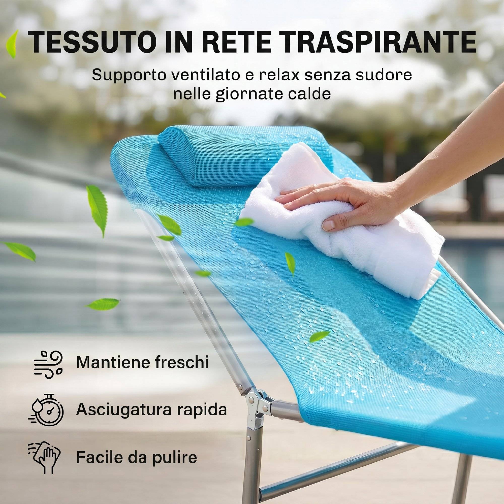 Transat pliant avec dossier inclinable et coussin, 182 x 56 x 24,5 cm - Image 7