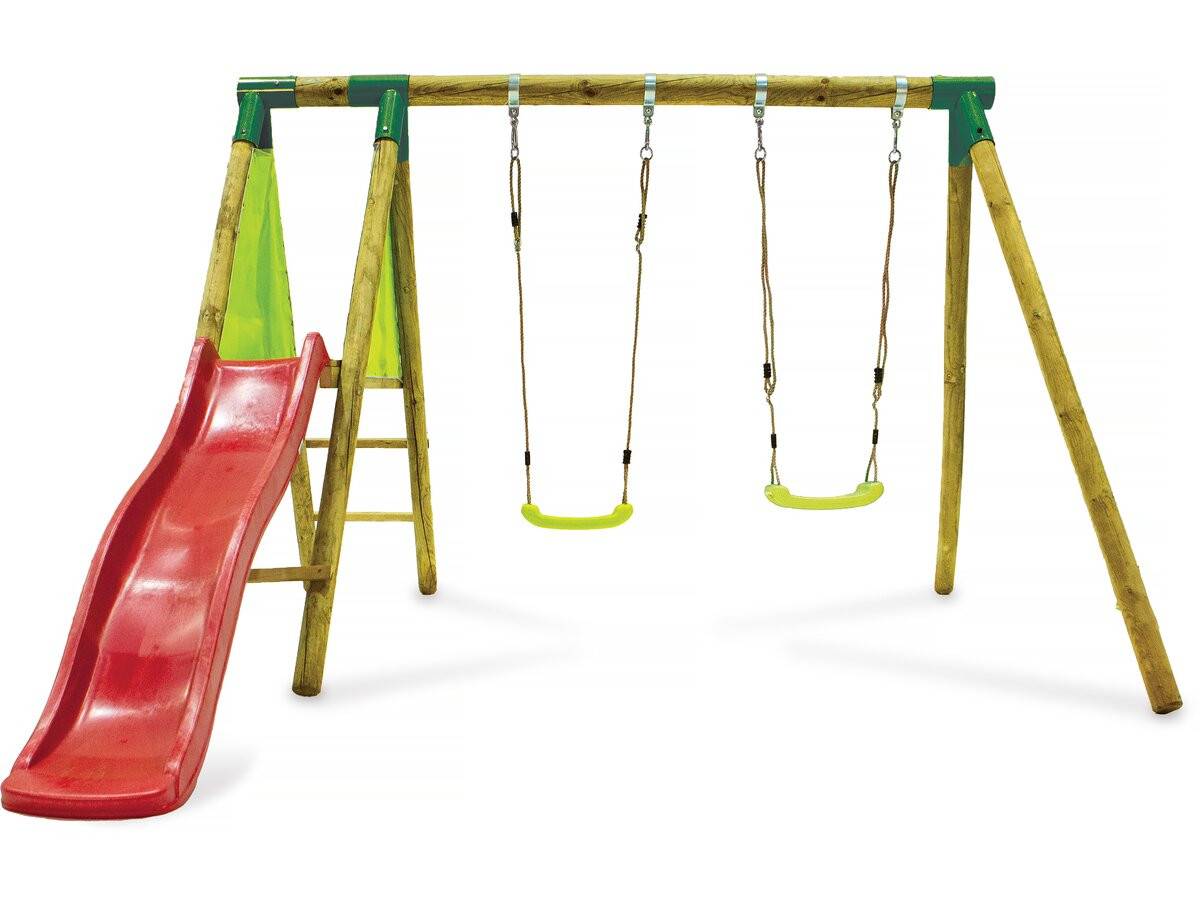 Portique En Bois "balanga" - Avec 1 Toboggan Et 2 Balançoires. -habitat Et Jardin - Image 1
