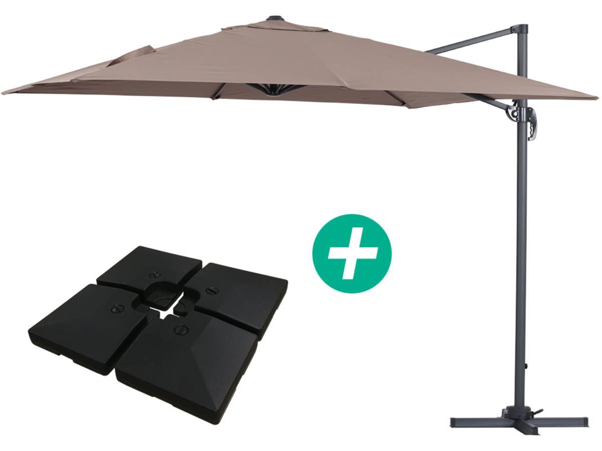 Habitat Et Jardin - Parasol Jardin Déporté Alu "sun 3" - Carré - 3 X 3 M - Taupe - Dalles Incluses -habitat Et Jardin - Image 1
