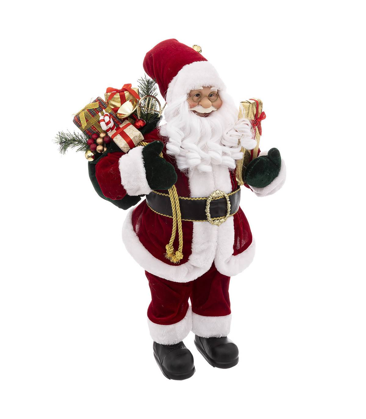 Fééric Lights & Christmas - Père Noël traditionnel en velours rouge et fourrure blanche H 60 cm - Image 1