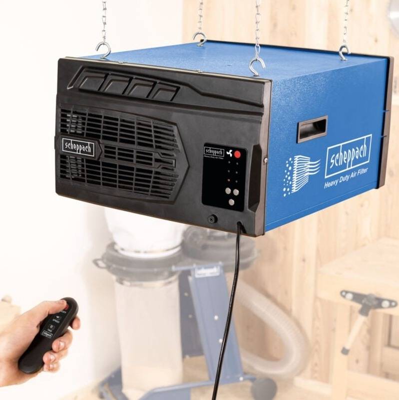 Scheppach - Purificateur d'air HDA-14 - 740 m³/h de capacité - 3 Niveaux de Filtration jusqu'à 1 μm - Contrôle à distance & Suspension murale - Pour atelier jusqu - Image 5
