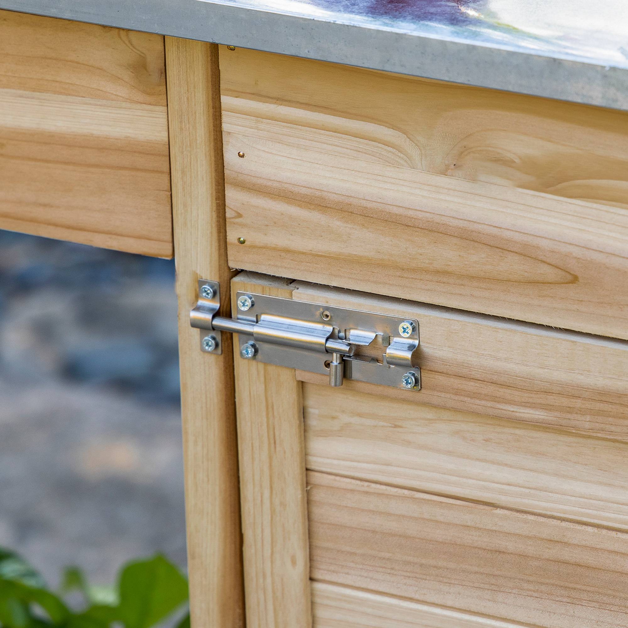 ComfortXL - Table de rempotage bois de sapin naturel 112 x 48 x 125 cm jardinage plateau galvanisé - ComfortXL Outdoor Living - Image 10