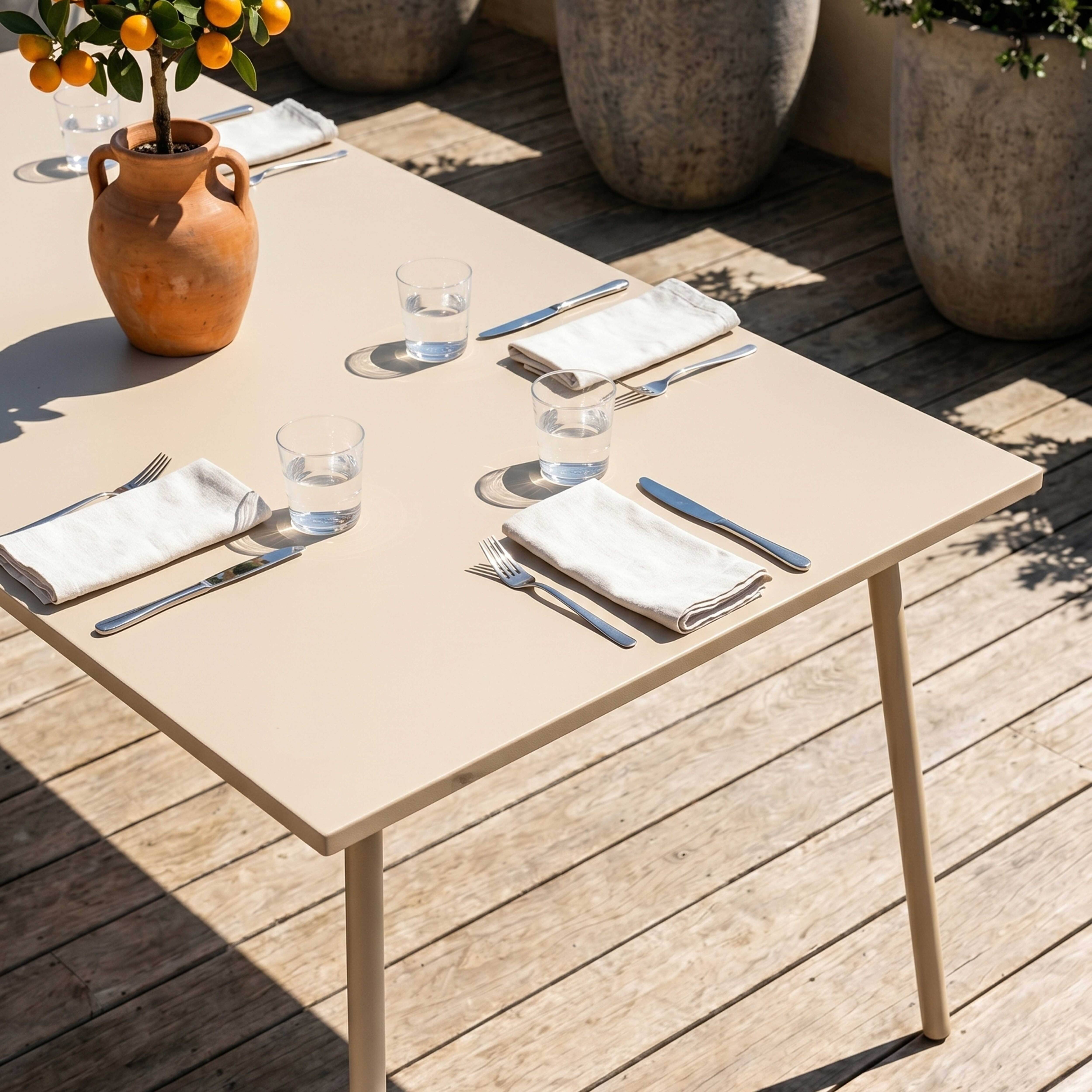 Oviala - Table de jardin rectangulaire en métal 8 places 180 cm ivoire Palavas - Oviala - Image 4