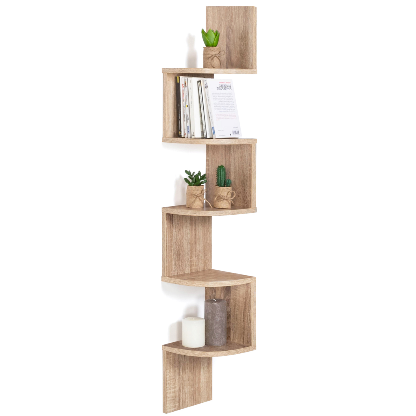 Etagère murale d'angle ISA 5 niveaux façon hêtre - Image 2