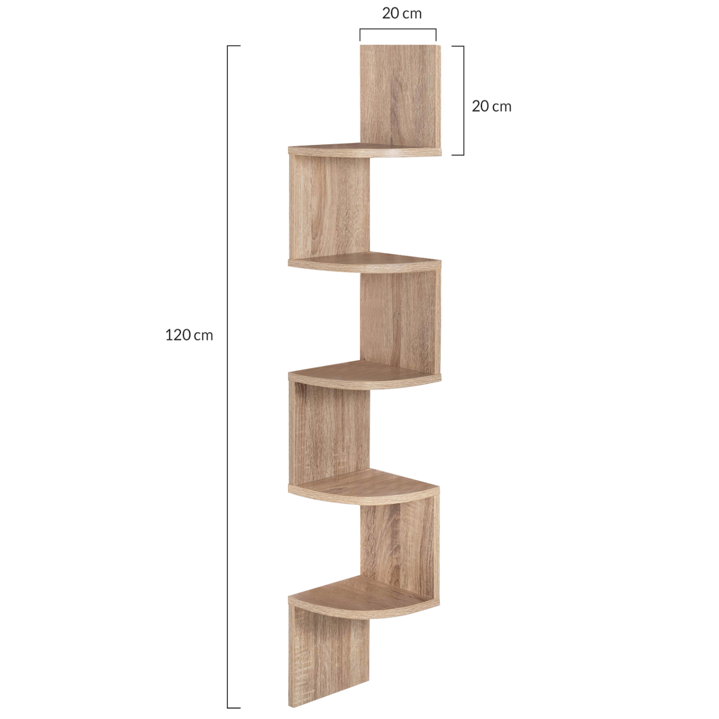 Etagère murale d'angle ISA 5 niveaux façon hêtre - Image 4