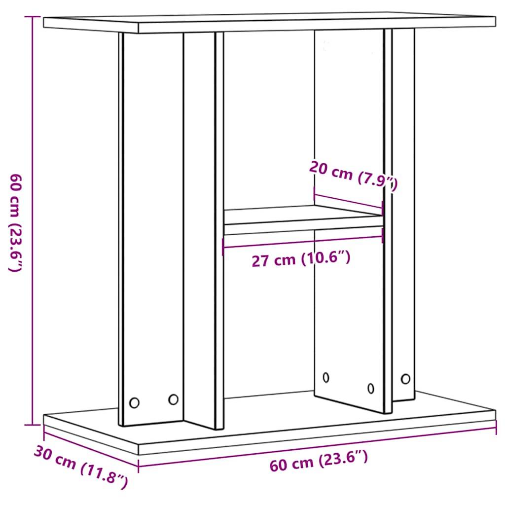 Meuble pour Aquarium Bois d'Ingénierie Rangement 3 Niveaux 60x30x60 cm Bois Ancien - ComfortXL Outdoor Living - Image 9