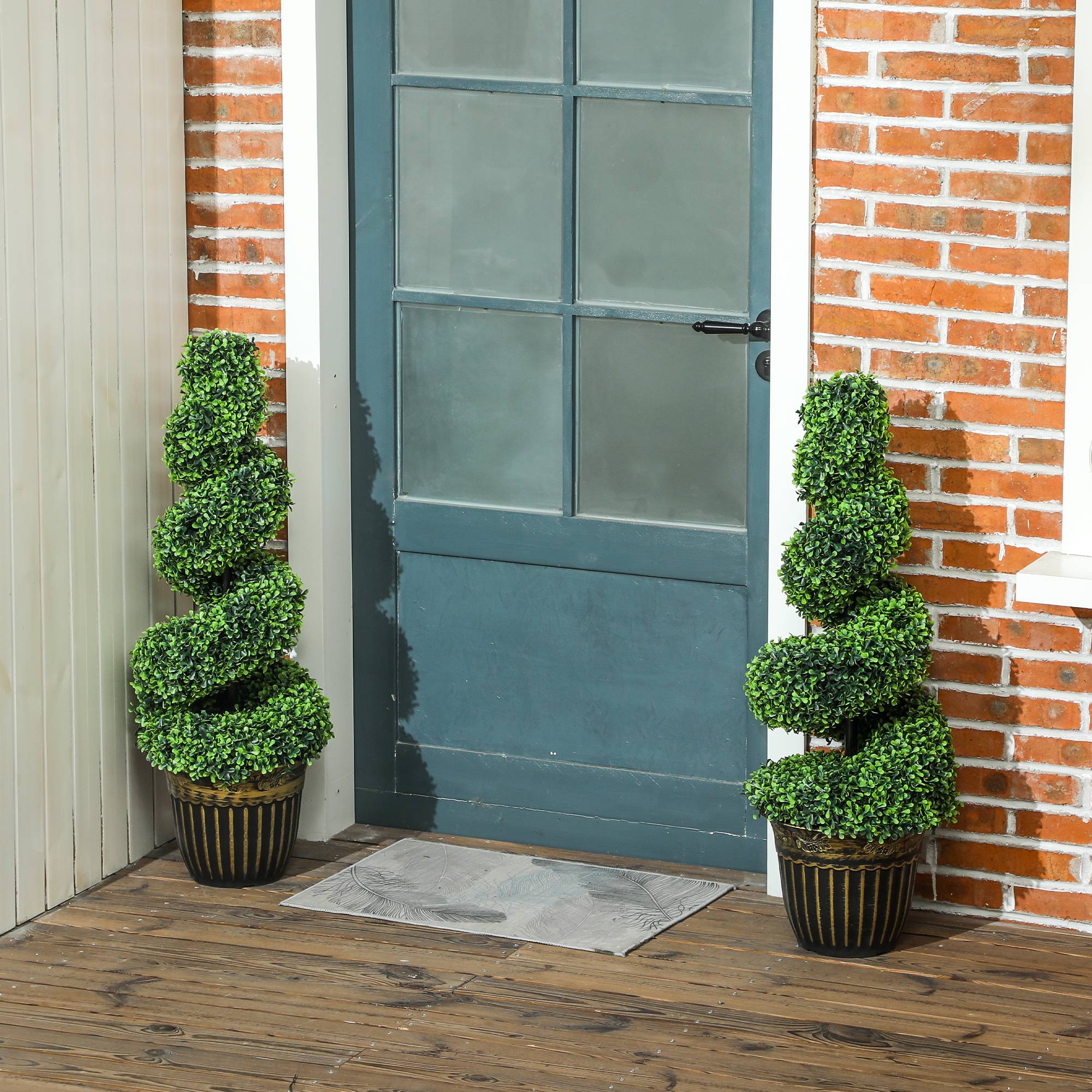 Buis en spirale, lot de 2 plantes artificielles, avec pot, 90 cm, vert - Image 4