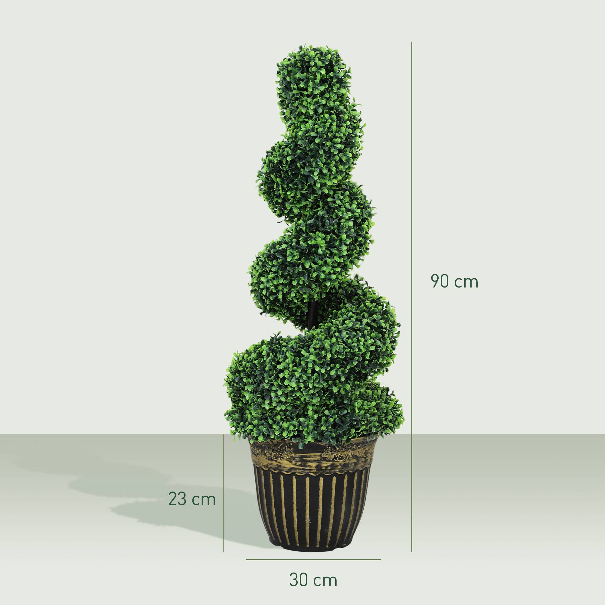 Buis en spirale, lot de 2 plantes artificielles, avec pot, 90 cm, vert - Image 5