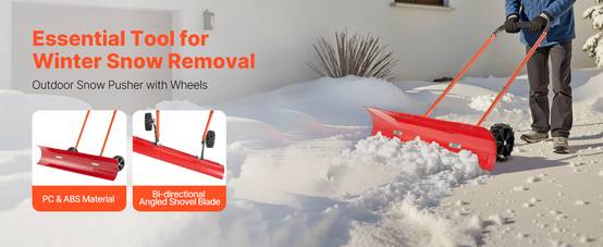 Vevor - VEVOR Pelle à Neige sur Roues Poussoir Neige Plastique 96 cm pour Allée Chaussée - Image 9