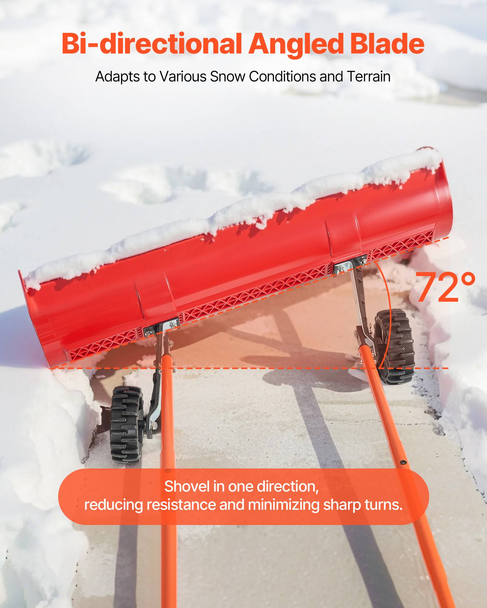 Vevor - VEVOR Pelle à Neige sur Roues Poussoir Neige Plastique 96 cm pour Allée Chaussée - Image 5