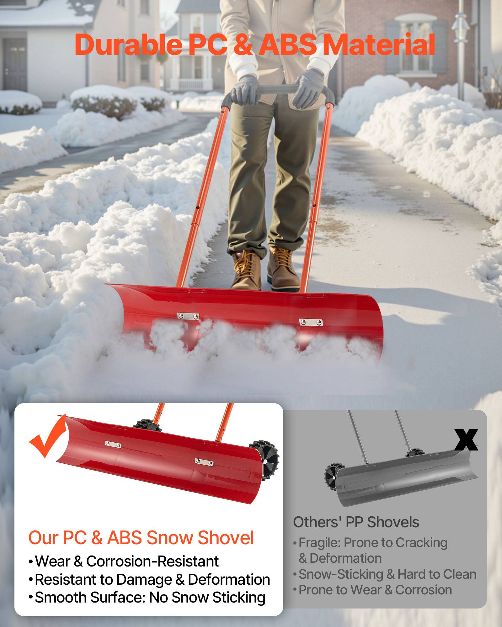 Vevor - VEVOR Pelle à Neige sur Roues Poussoir Neige Plastique 96 cm pour Allée Chaussée - Image 3