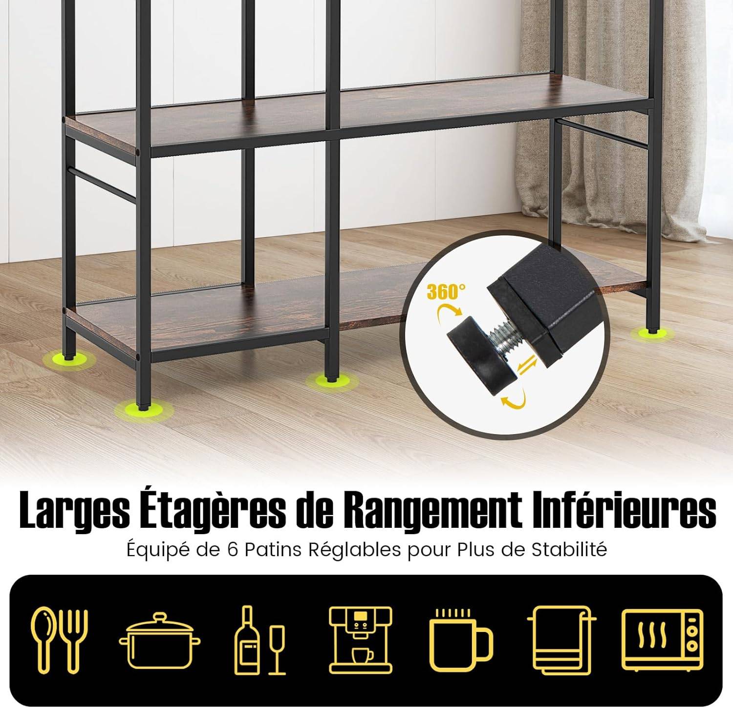 Duokon étagère de four à micro-ondes Étagère de rangement amovible pour