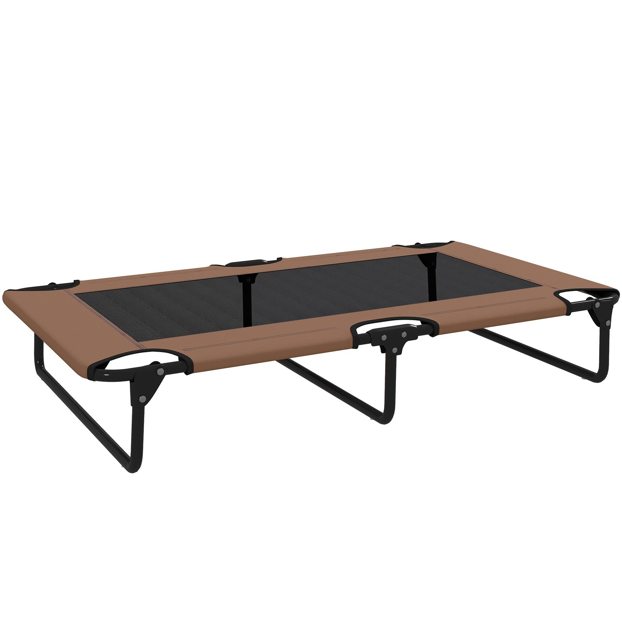 ComfortXL - Lit surélevé pliable pour grand chien en acier et tissu Oxford marron 107 x 61 x 20 cm avec maille respirante - Image 10