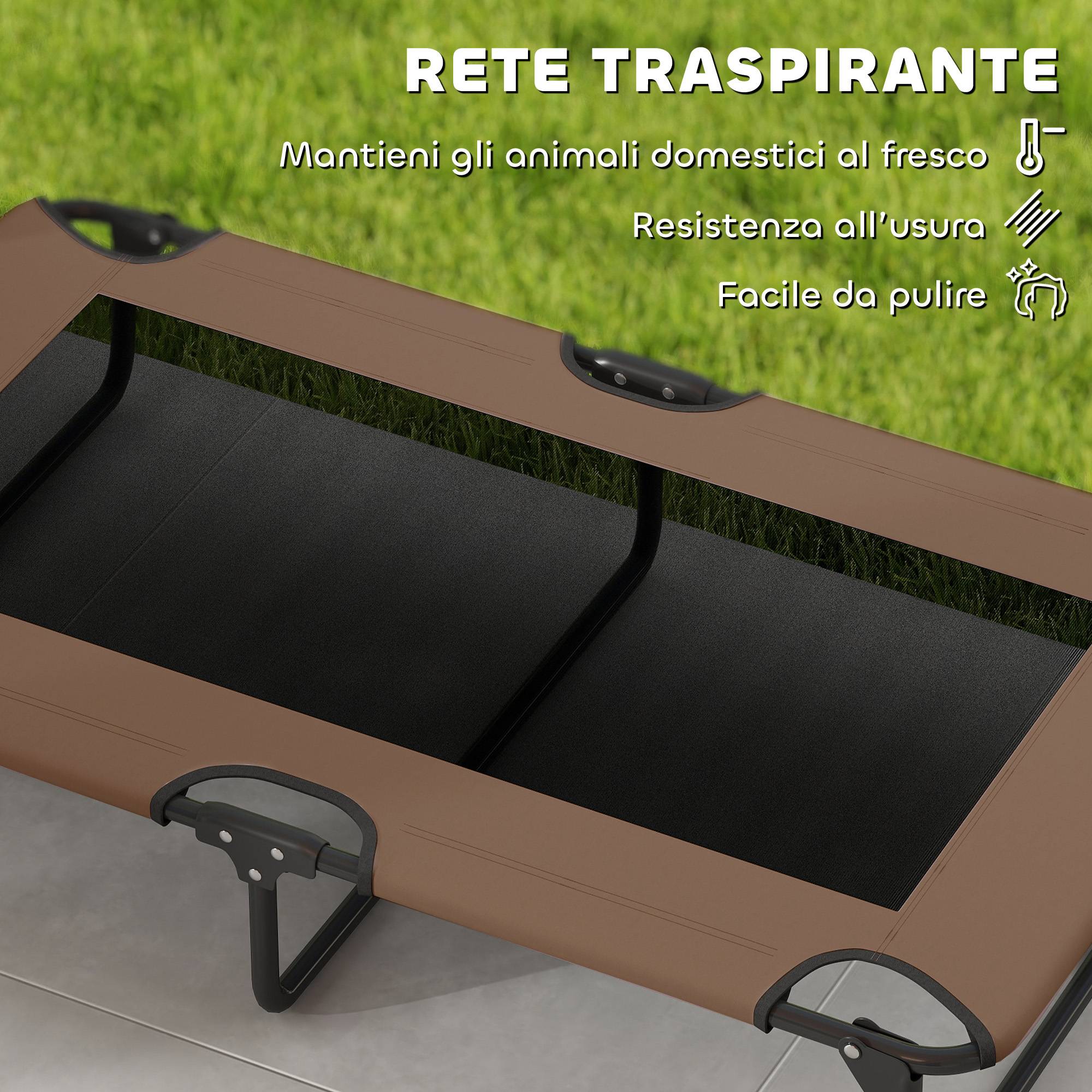 ComfortXL - Lit surélevé pliable pour grand chien en acier et tissu Oxford marron 107 x 61 x 20 cm avec maille respirante - Image 7