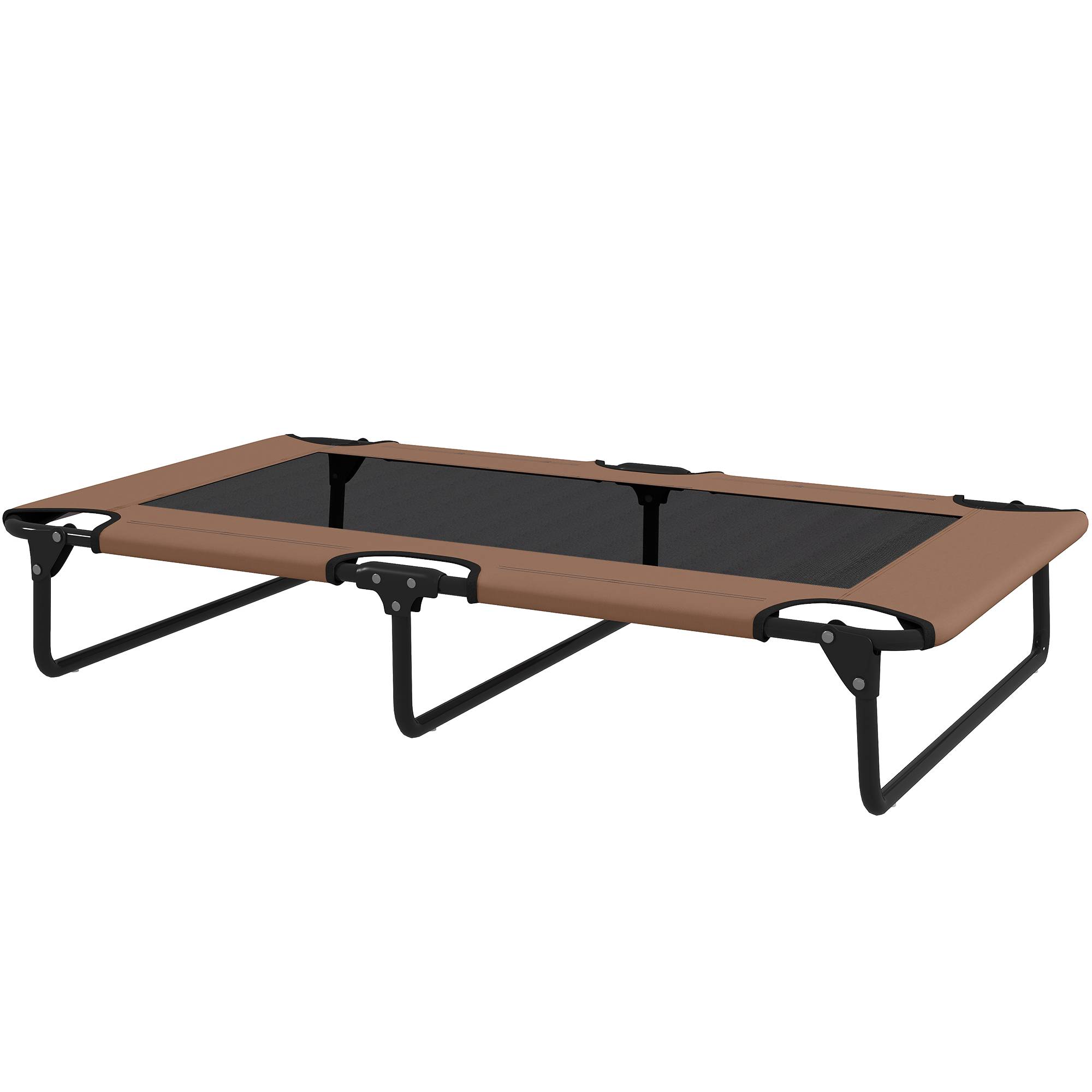 ComfortXL - Lit surélevé pliable pour grand chien en acier et tissu Oxford marron 107 x 61 x 20 cm avec maille respirante - Image 2