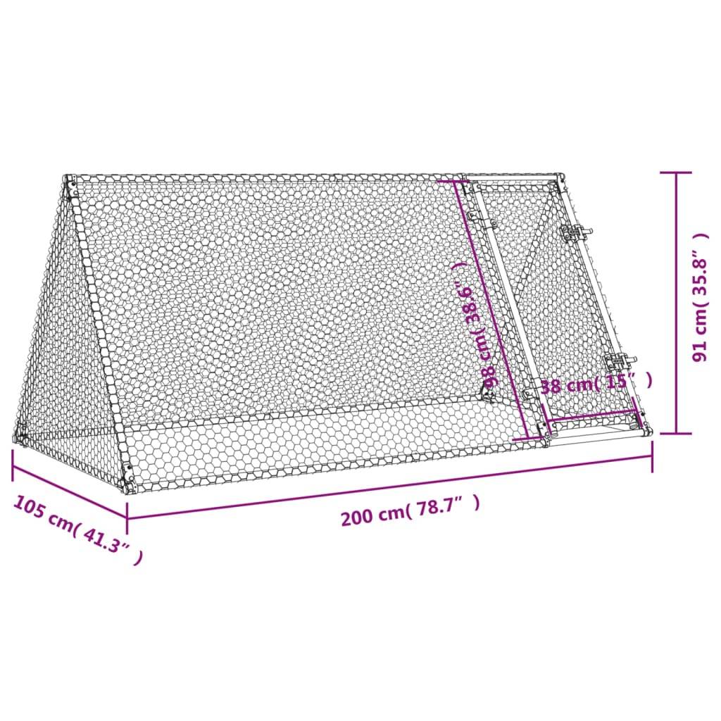 Maison Chic - Cage pour poules - Cage extérieur/intérieur argenté 200x105x91 cm acier galvanisé - Image 10