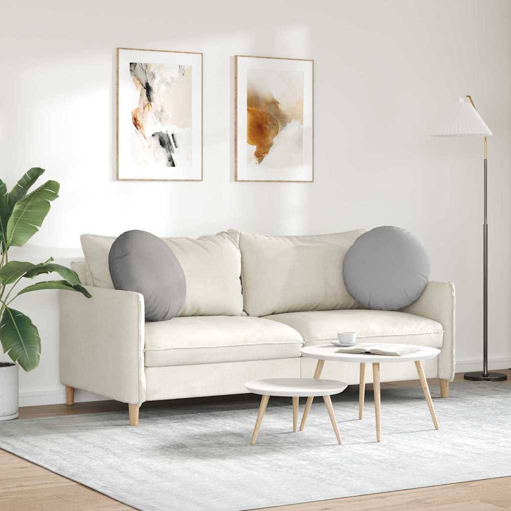 Paire de Coussins de Sol Ronds Tissu Doux et Confortable pour Maison Gris Nuage Ø 50 cm – ComfortXL Outdoor Living - Image 4