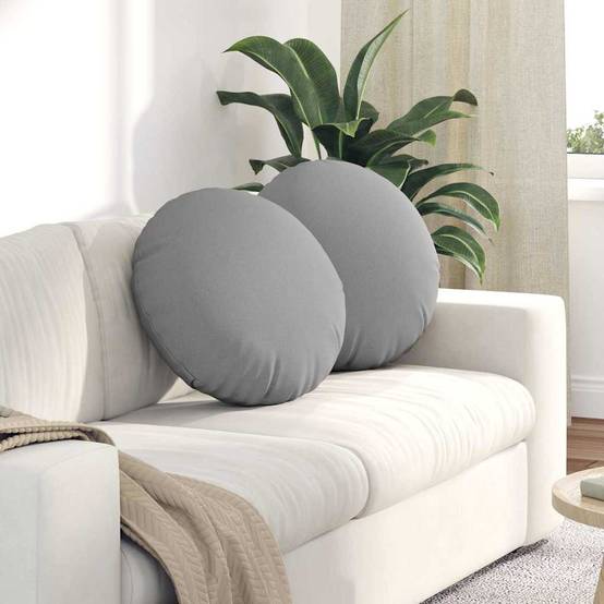 Paire de Coussins de Sol Ronds Tissu Doux et Confortable pour Maison Gris Nuage Ø 50 cm – ComfortXL Outdoor Living - Image 1