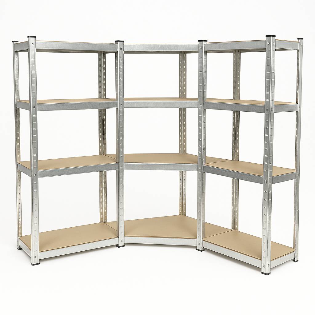 Triple étagère d'angle pour charges lourdes - 4 niveaux 30 cm Gris - Image 1