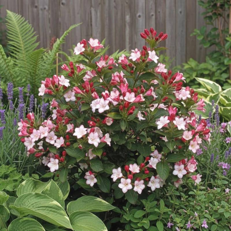 Weigela Carnaval® 'Courtalor', Weigelia à fleurs Blanche - feuillage Caduc - Pot de 4L - 40/60 cm-  hauteur à maturité De 1,50 m à 2,00 m - Image 4