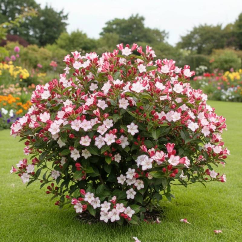 Weigela Carnaval® 'Courtalor', Weigelia à fleurs Blanche - feuillage Caduc - Pot de 4L - 40/60 cm-  hauteur à maturité De 1,50 m à 2,00 m - Image 3