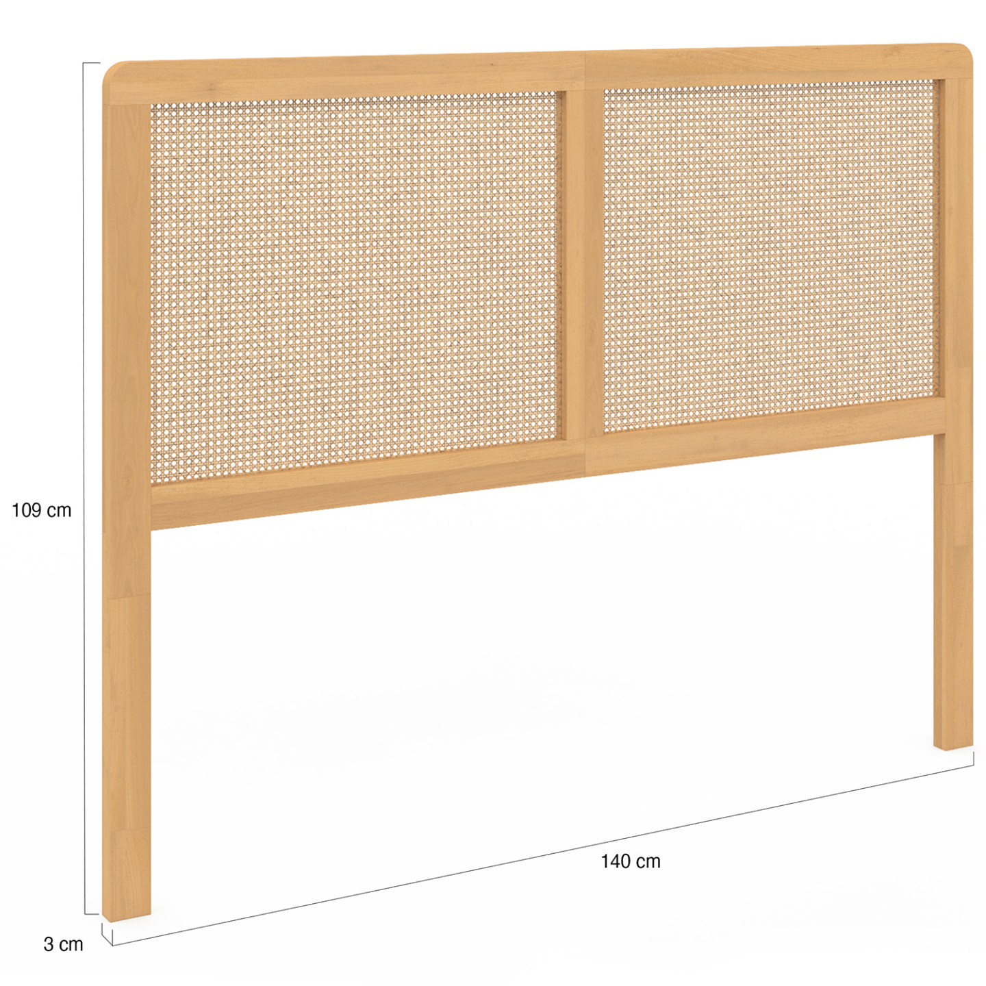 Tête de lit sur pied EDHEN 140 cm cannage et bois - Image 4